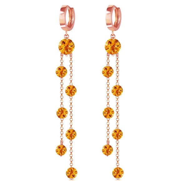 14K. SOLID GOLD CHANDELIERS EARRING WITH CITRINE